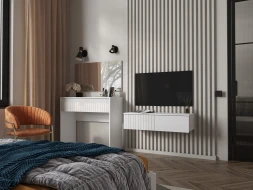 Модульная спальня Ливерпуль, белый/белый глянец