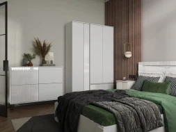 Модульная спальня Ливерпуль, белый/белый глянец