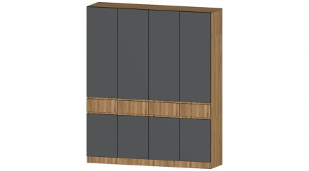 Шкаф 4-х створчатый Ленора, Дуб вотан/Графит 